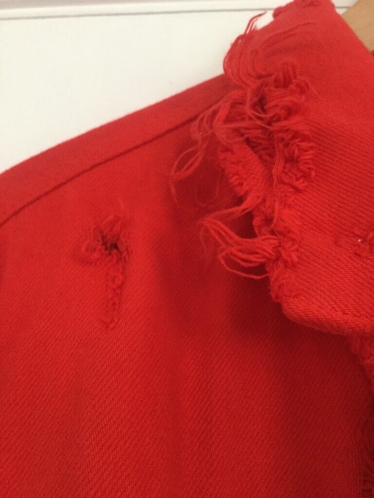 Zara red denim distressed jacket - still with tags