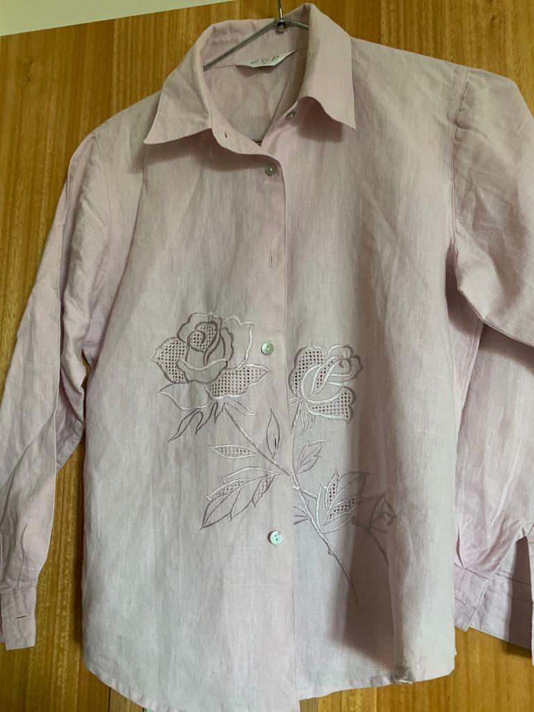 image for B & P DUSKY PINK 100% LINEN BLOUSE  RRP - £85 - SMALL