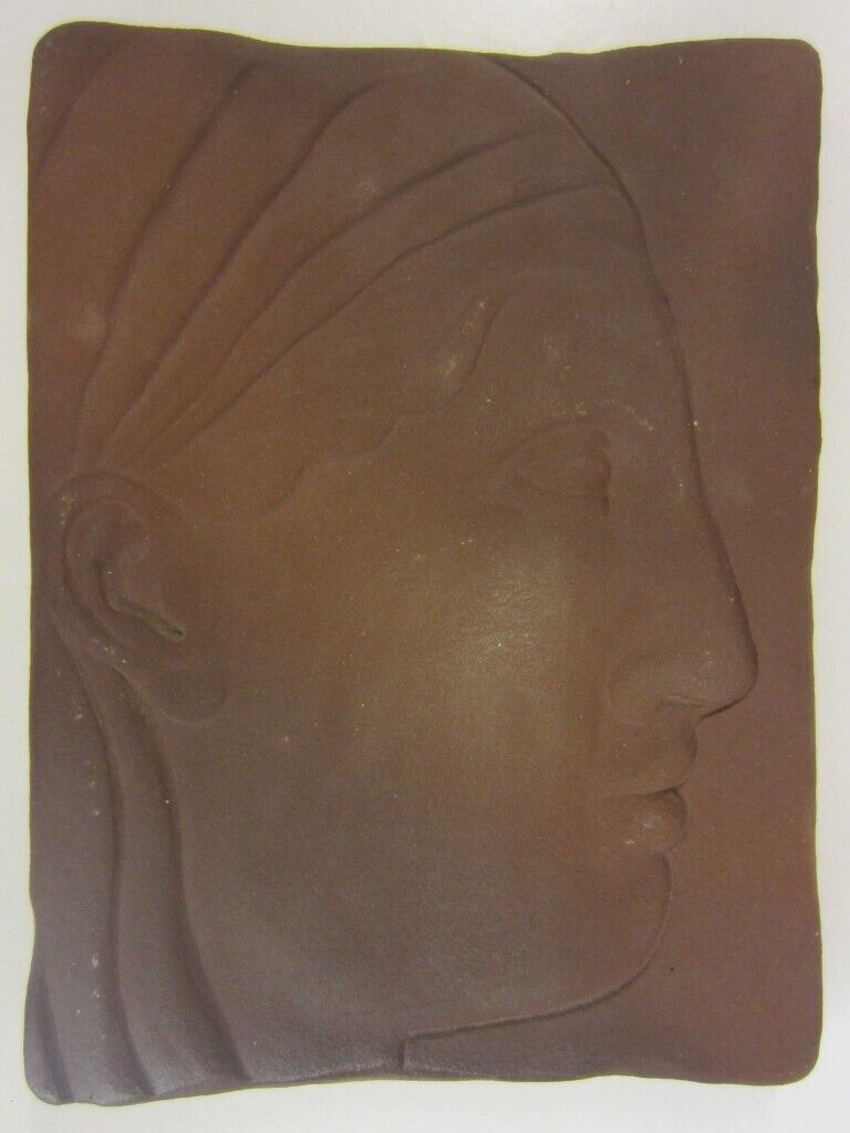 image for Classical Greek Inspired 'Woman with Head Scarf' / Dark Pottery Wall Tile