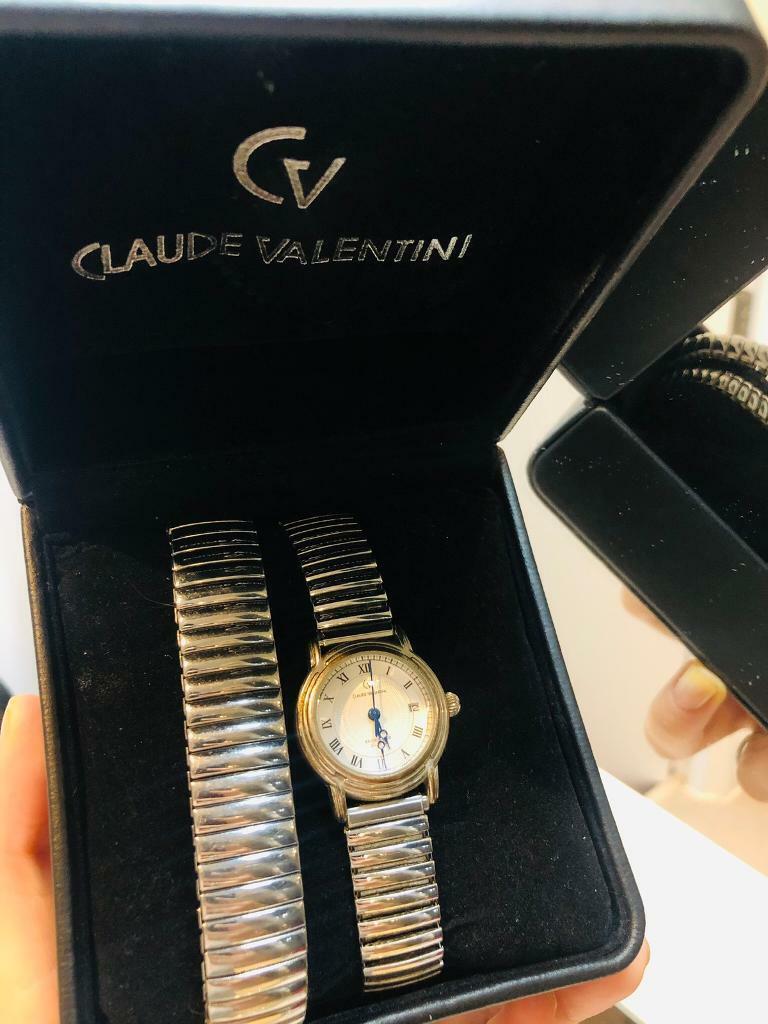 BNIB Claude Valentini Silver Quartz Series 3000 Bracelet Watch in Original Gift Box