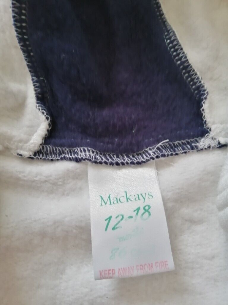ChildsBaby's Fleece Lined Hooded Jacket /top Age 12 - 18 Months