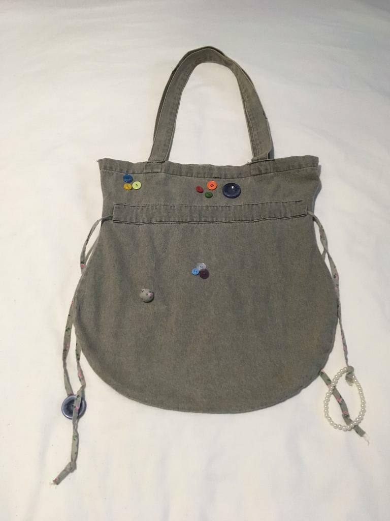 Beautiful grey unique button design tote bag