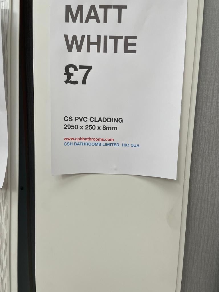 Matt White, White Gloss, White sparkle, white marble CS PVC Cladding.