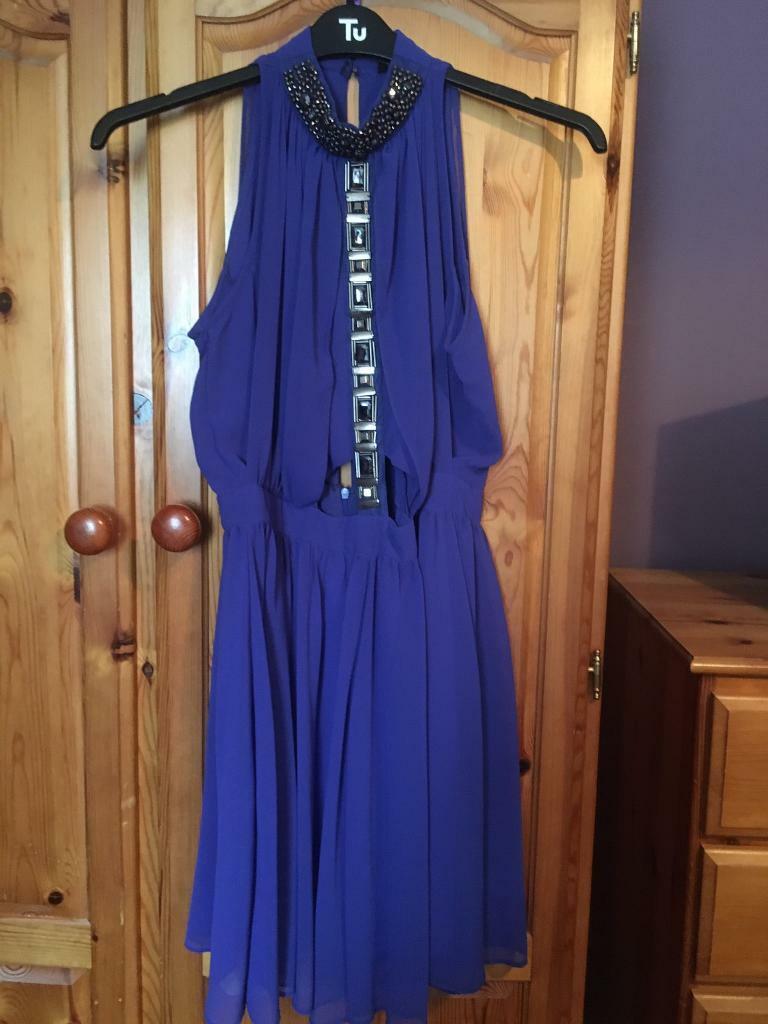 Royal Blue Chiffon Dress ( Size 12 ) £8
