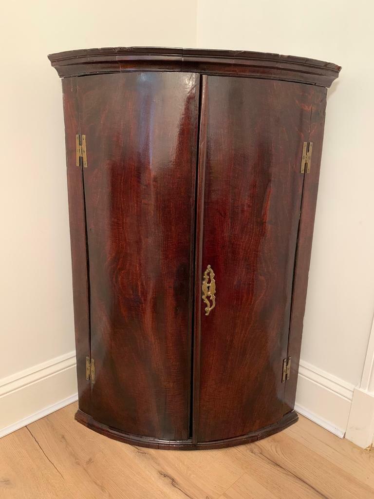 image for Antique George III Mahogany Hanging Bow-Front Corner Cabinet