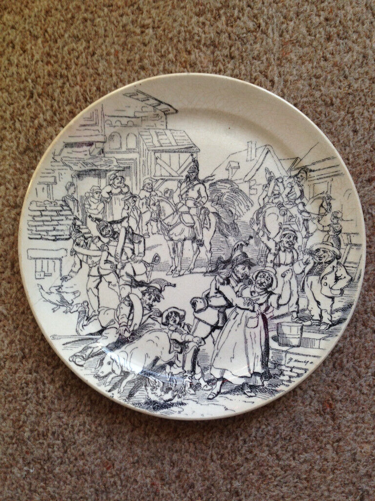 image for Antique Black and White French 20.3 cm Plate by Creil & Monterau 