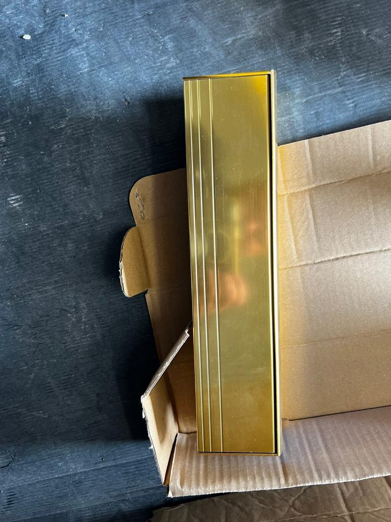 INTUMESCENT LETTERBOX  satin BRASS (BLACK FRAME)