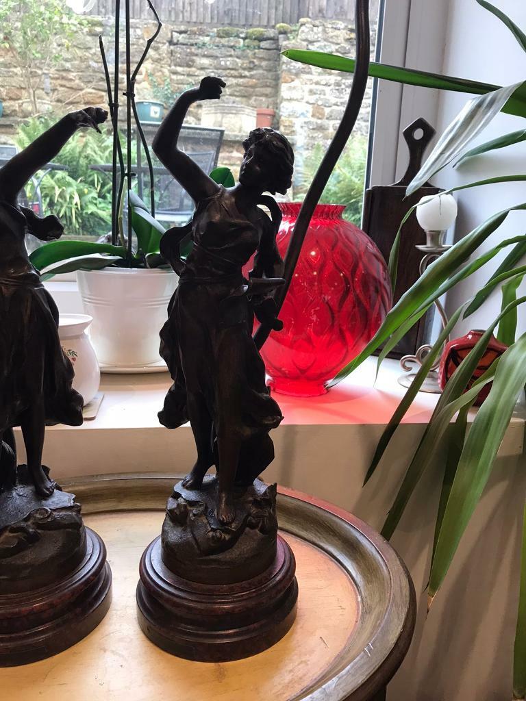 image for Alphonse Rucho. spelter figurines ‘Poetry’ and ‘Melody’