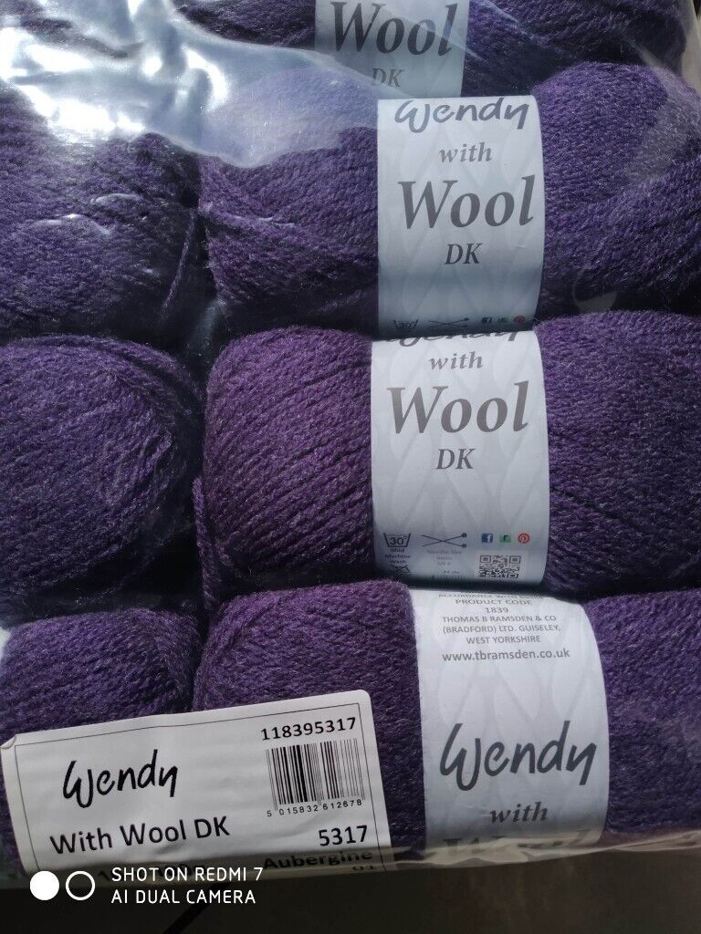 Wendy with Wool 5X100 Gram Balls 20% Pure Wool Double Knitting Various Colours