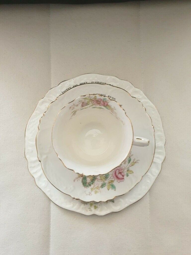 Foley 1897 Queen Victoria diamond reign china cup saucer and plate
