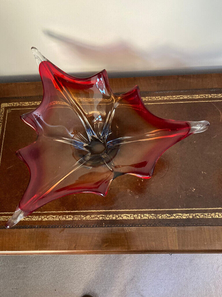 Italian Red and Blue Coloured Murano Glass Fruit Bowl ref G60