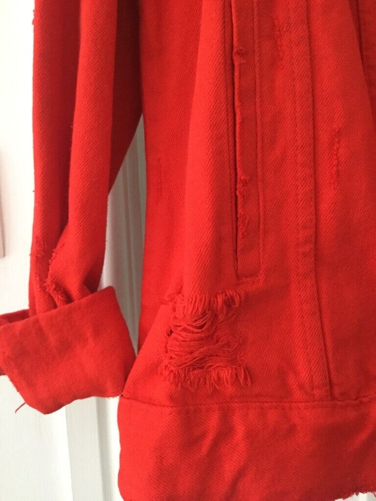 Zara red denim distressed jacket - still with tags