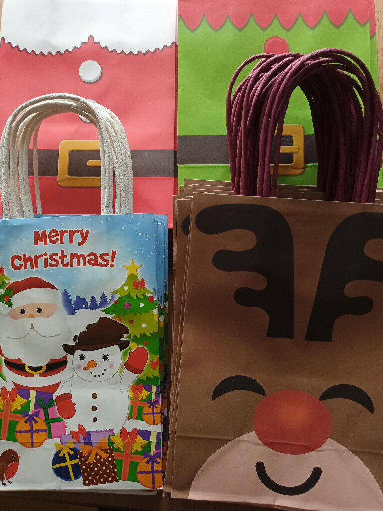 Christmas Paper Party bags 47 x Twist Handle Bags New Suitable for Resale