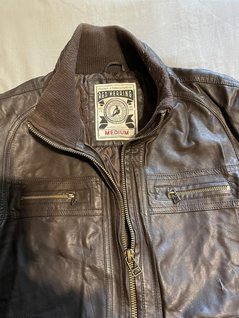 image for Brown Leather Jacket size Medium 