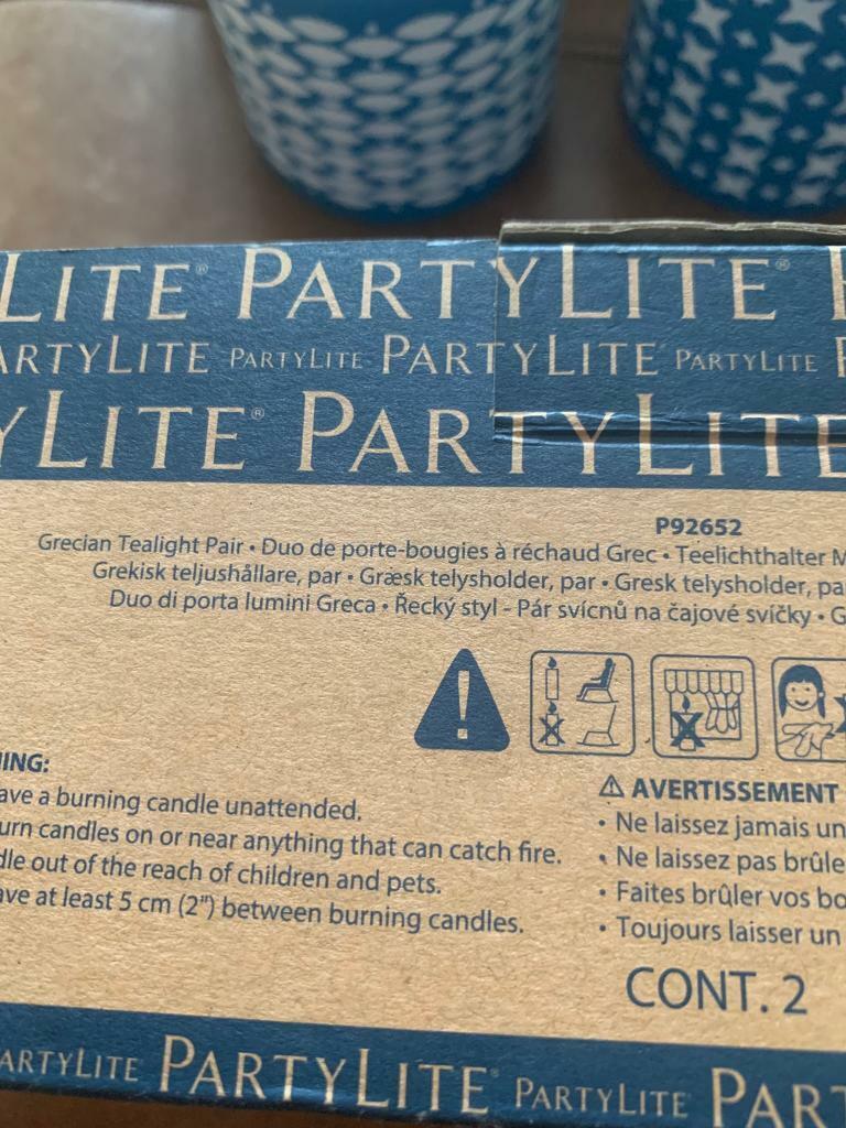 New Boxed Set of 2 PartyLite Grecian Tealight Candle Holders