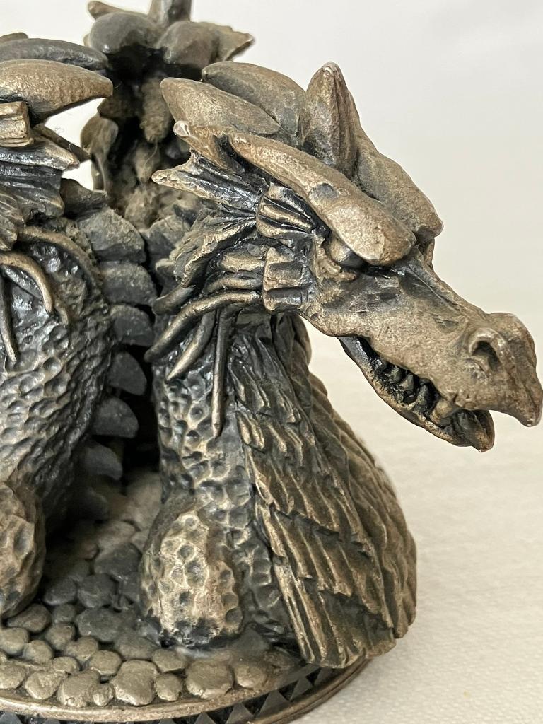 Myth and Magic Tudor Mint Pewter Sculpture DRAGONS HEADS 3821 Collectable