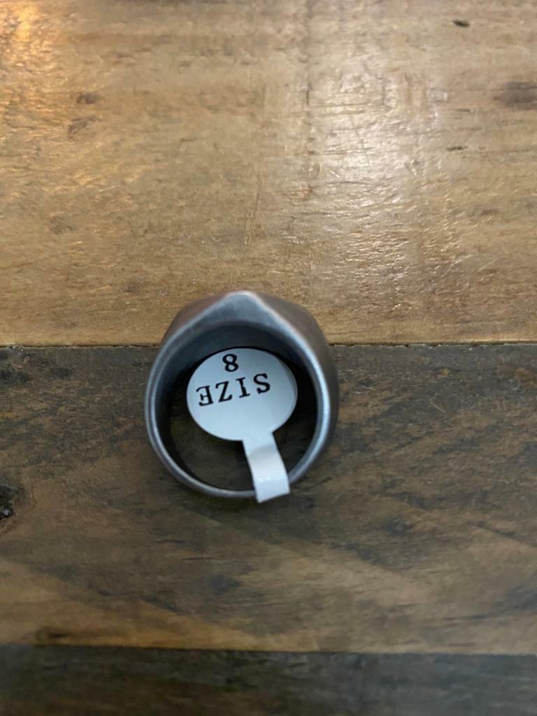 Unisex Men's Quadrangle Stainless Steel  Vintage Oxidation Gray Rustic Aged Signet Ring