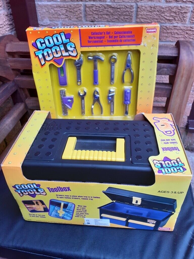 image for NEW Vintage Playskool Cool Tools Toolbox and Collectors Set from the 1990's