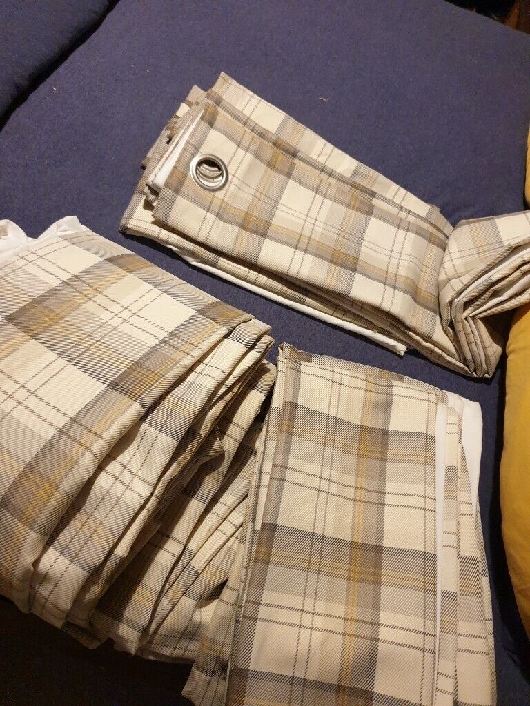 image for Ochre check curtains