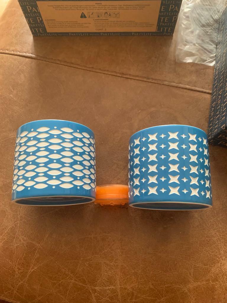 New Boxed Set of 2 PartyLite Grecian Tealight Candle Holders