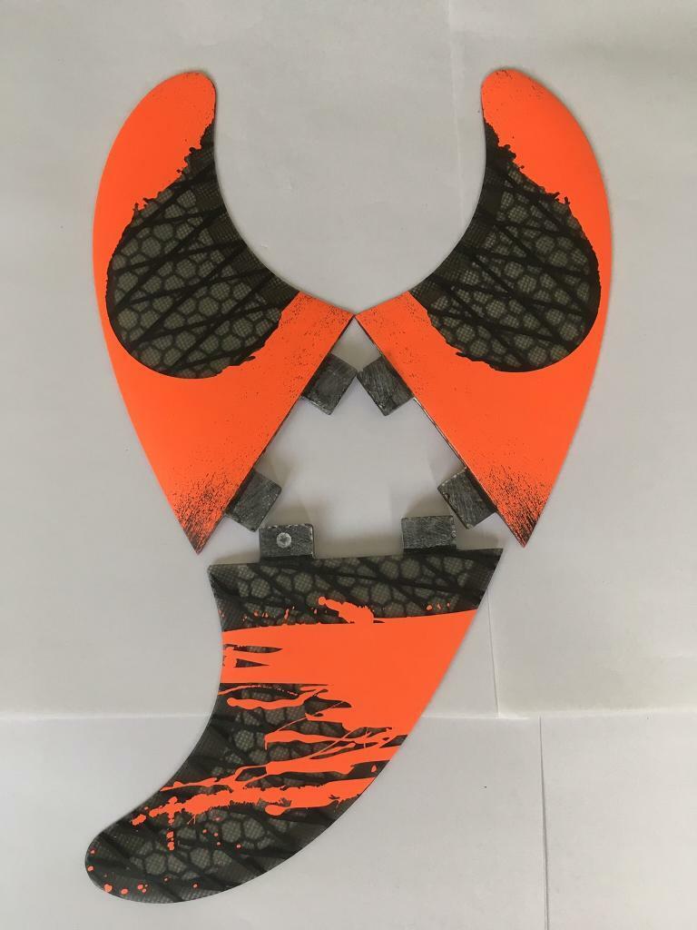 SURFBOARD FINS Honeycomb FCS Fit Surf Fin,G5/M5 Thruster Set Of 3 Orange Hexcore