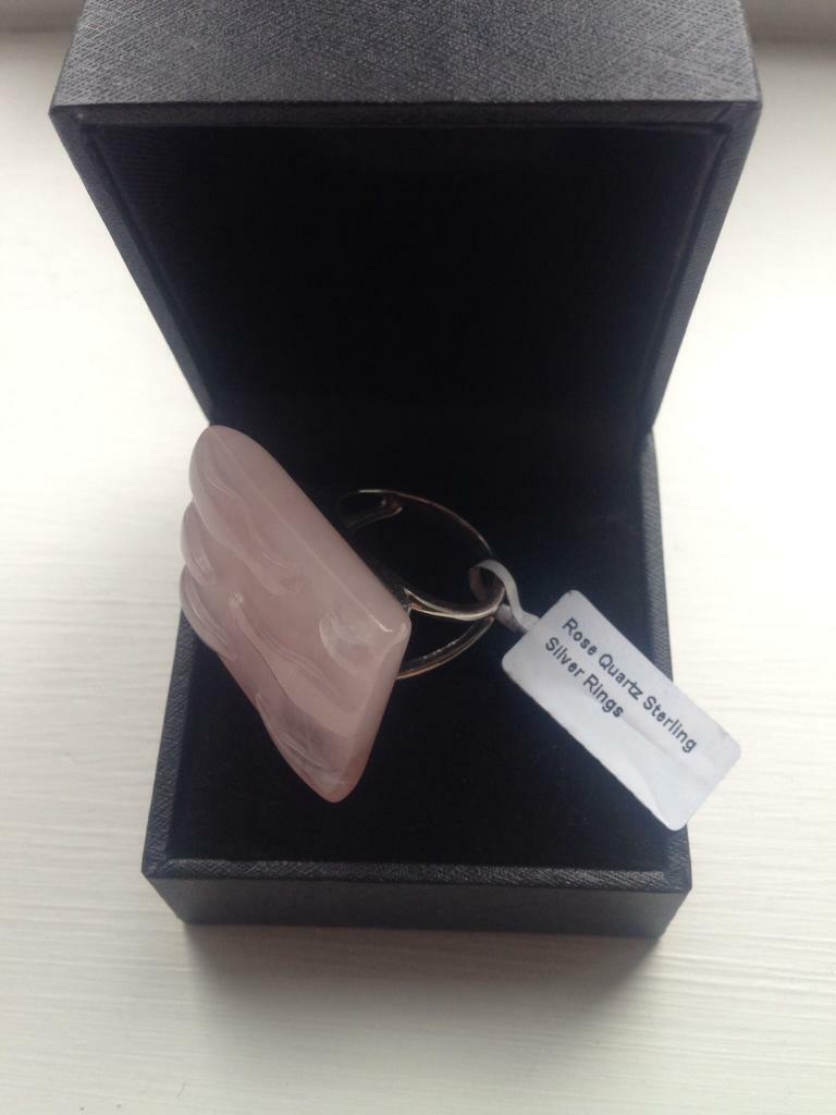 Rose Quartz and Silver ring size 7