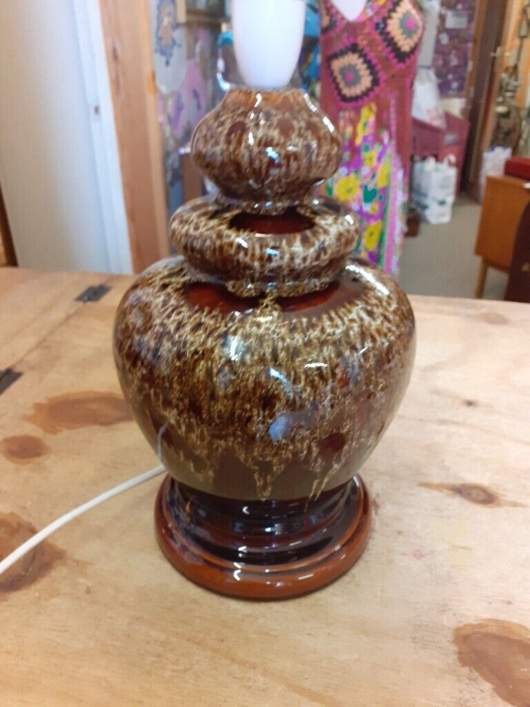 image for Vintage pottery lamp (No shade). Has no stamp/maker's mark. Highly lac