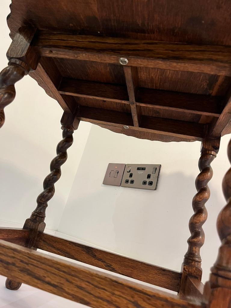 Barley Twist solid oak small side table, Circa 1920.