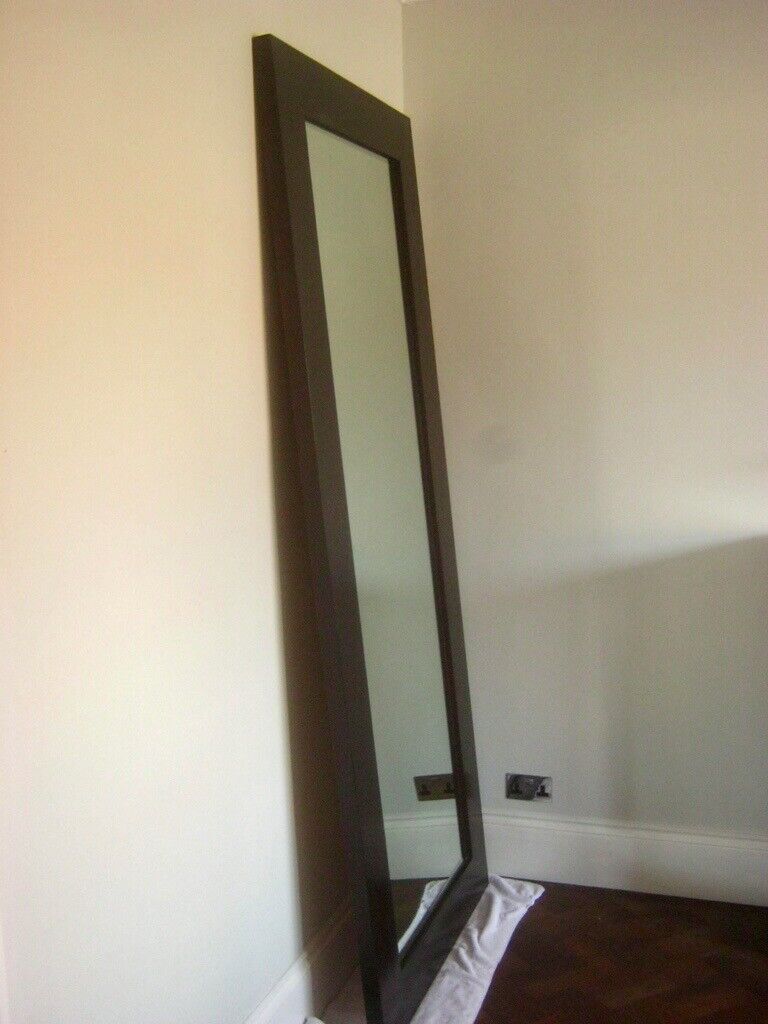 HUGE Hand Made SOLID DARK STAINED ASH Floor Standing Mirror * LOMBOK *John Lewis