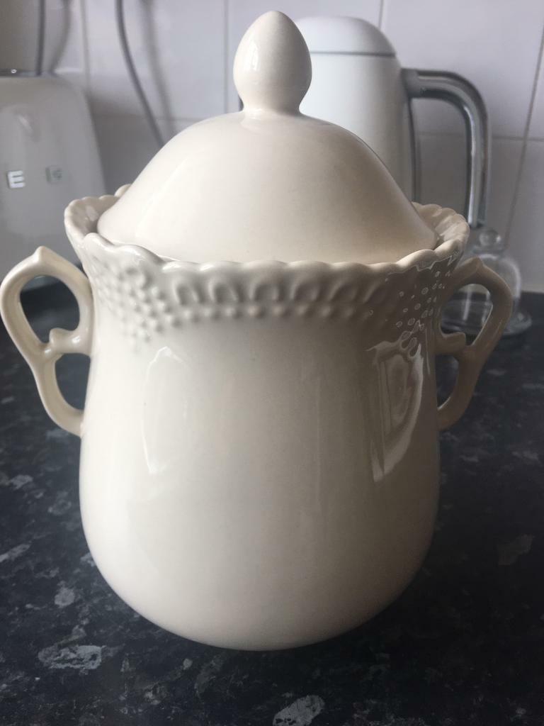 image for Lovely cream vintage- shabby chic cookie jar