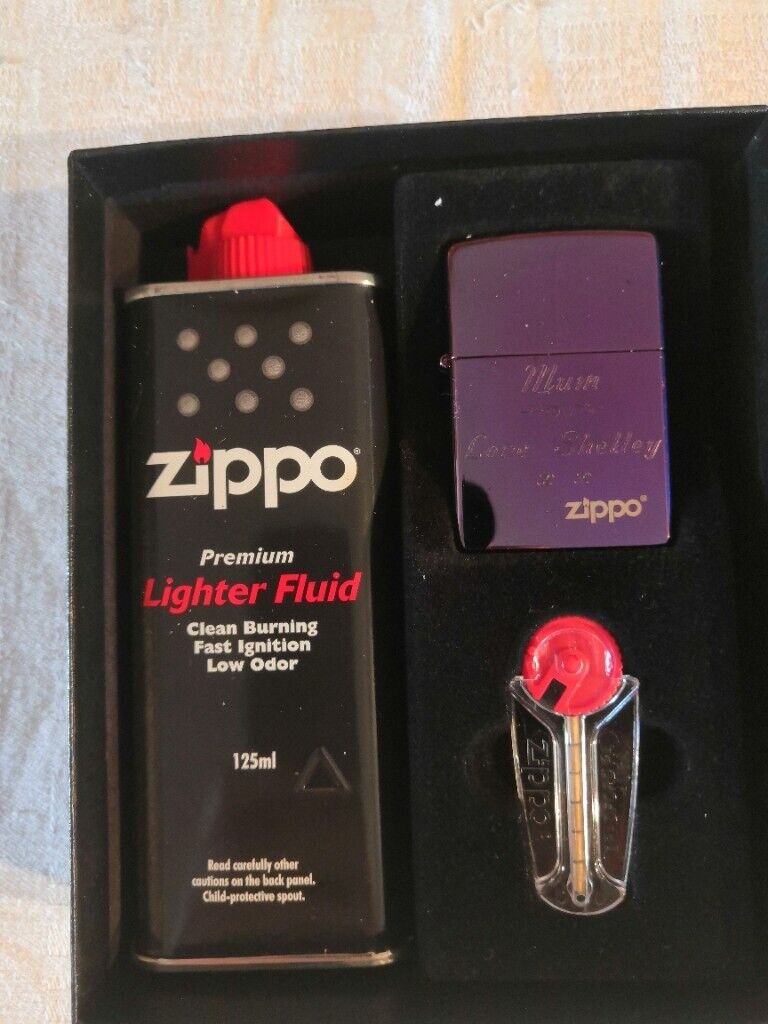 New, Boxed, Personalised, Zippo Lighter Gift Set - Purple, Mum, Love Shelly