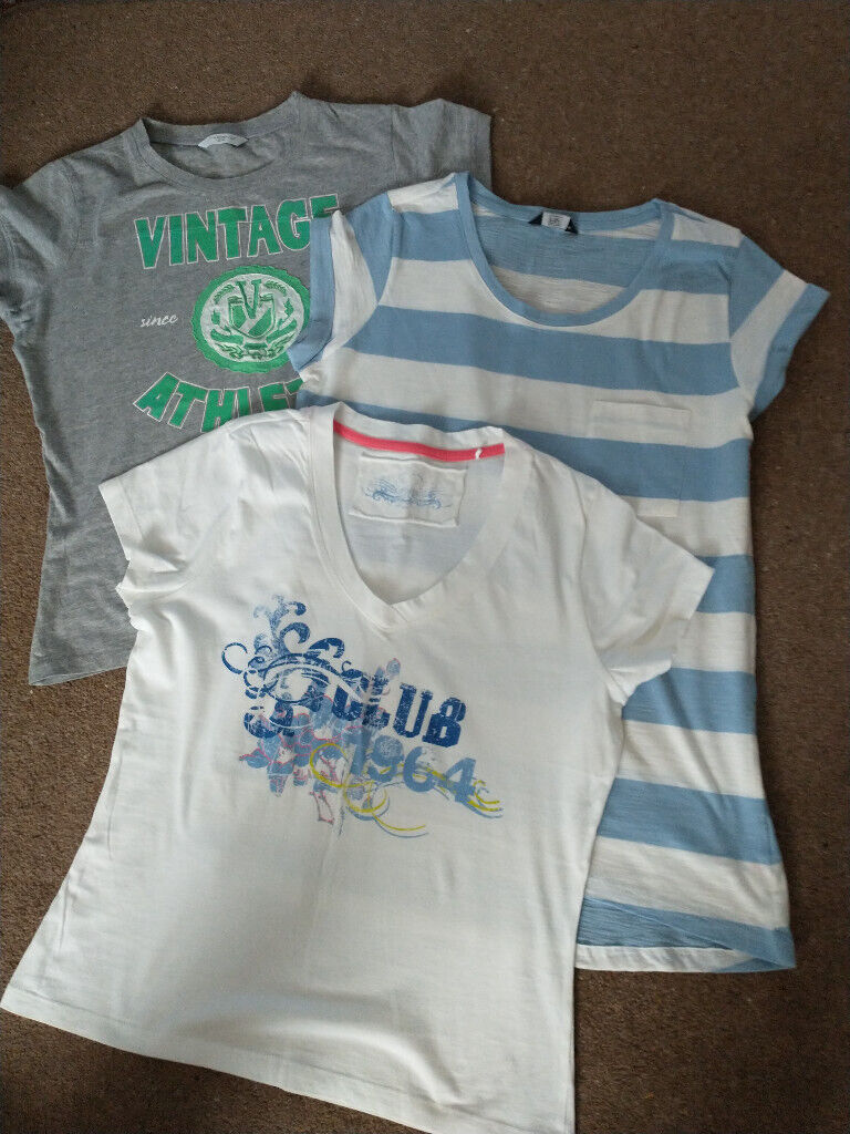 image for TSHIRTS - 3. (Younger styles - 1 stripe & 2 with logos) Size 14. Exc. cond - 2 unworn.