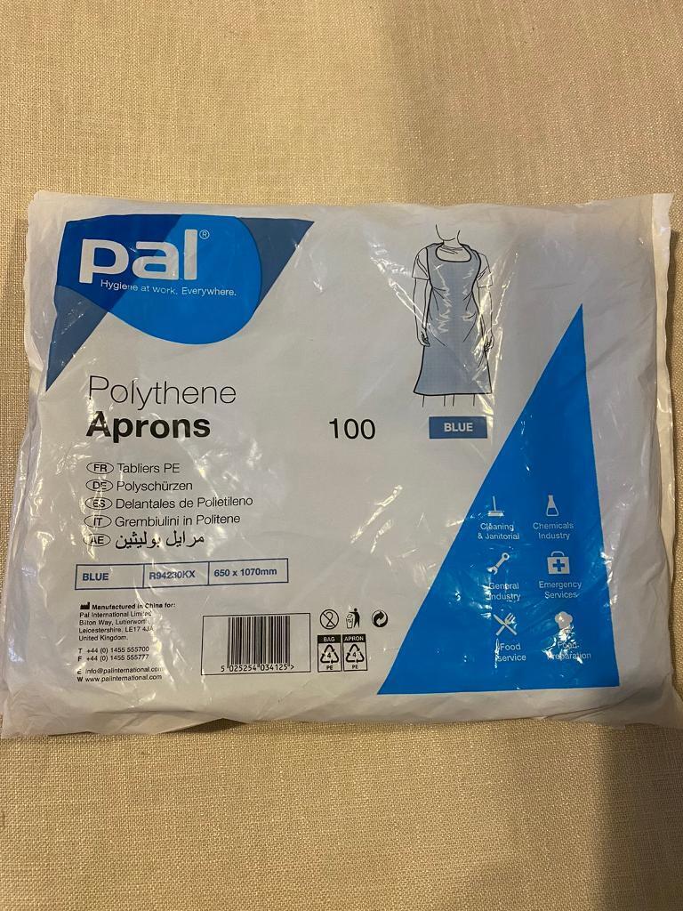 image for Polythene Aprons 14.5 Micron Blue (Pack of 100)