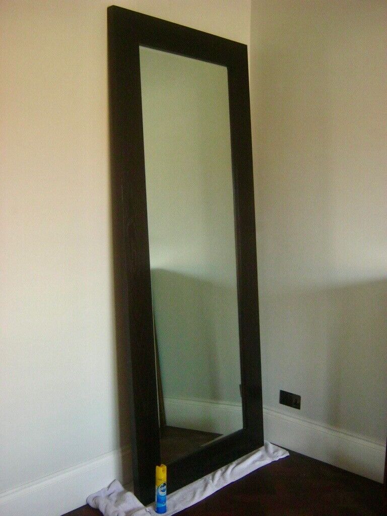 HUGE Hand Made SOLID DARK STAINED ASH Floor Standing Mirror * LOMBOK *John Lewis