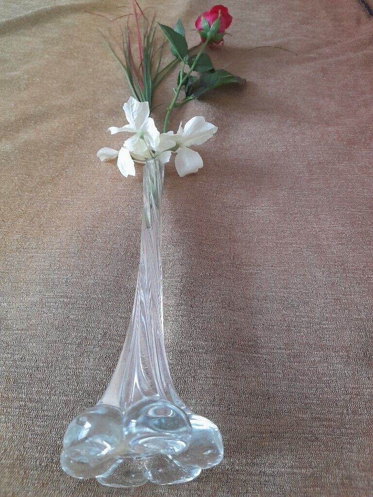 Tall glass handblown, pretty vase, for single flower.Great gift