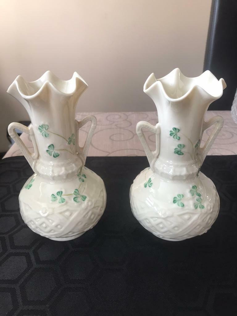 image for Two matching Belleek vases