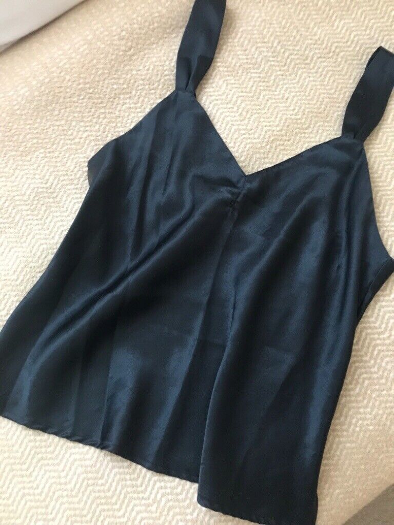 2x Black polyester satin camisoles.size 16