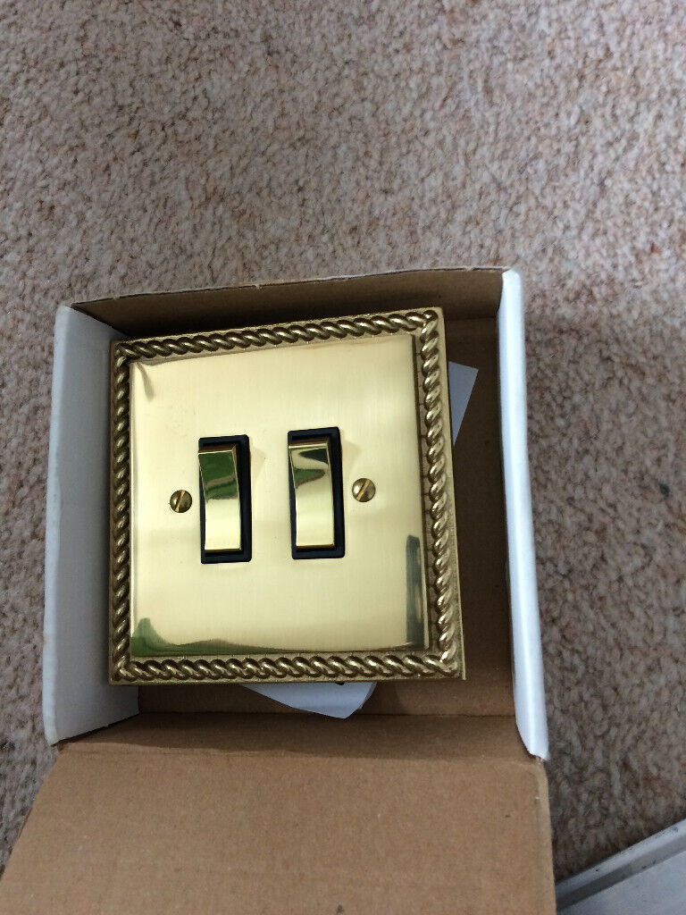 image for brass switch NEW 2 gang Georgian REDUCED 