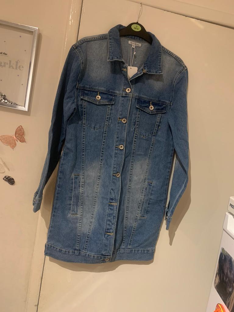 image for Ladies denim jacket size small angel wings on the back