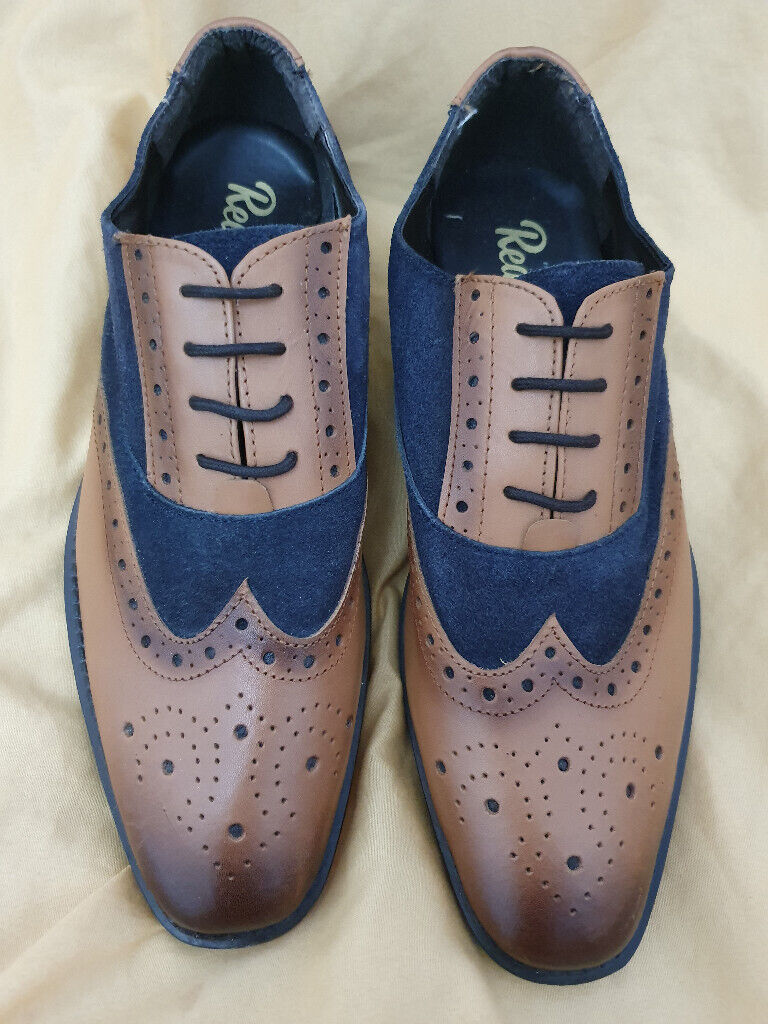 image for New mens Redfoot oxford style shoes in tan & navy UK size 8