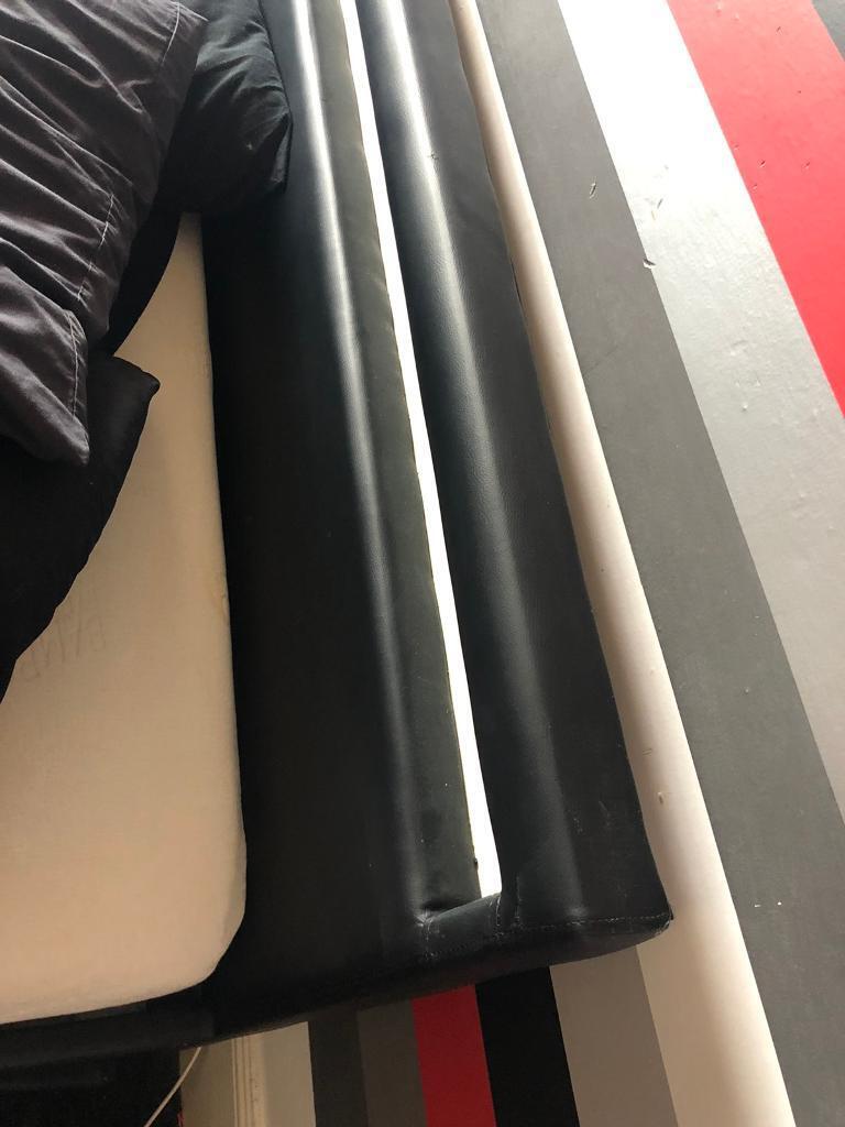 image for Double faux leather bed PRICE DROP