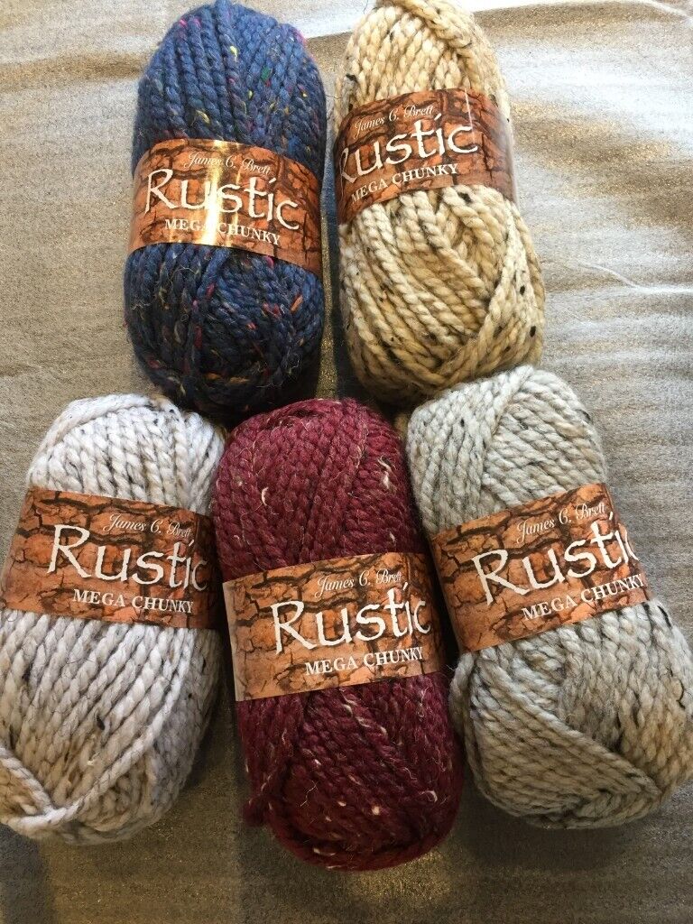 image for JAMES C BRETT RUSTIC MEGA CHUNKY KNITTING WOOL FLECK YARN 5X100G BALLS