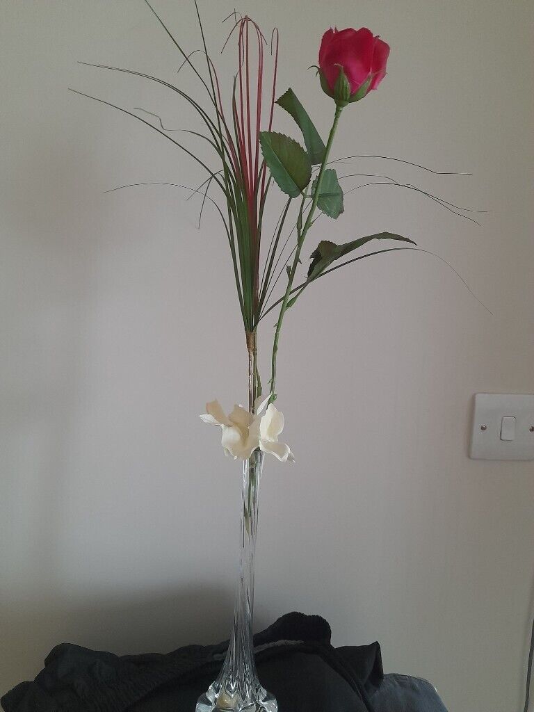 Tall glass handblown, pretty vase, for single flower.Great gift