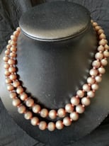 Vintage Double Strand Pearlite Bead Necklace