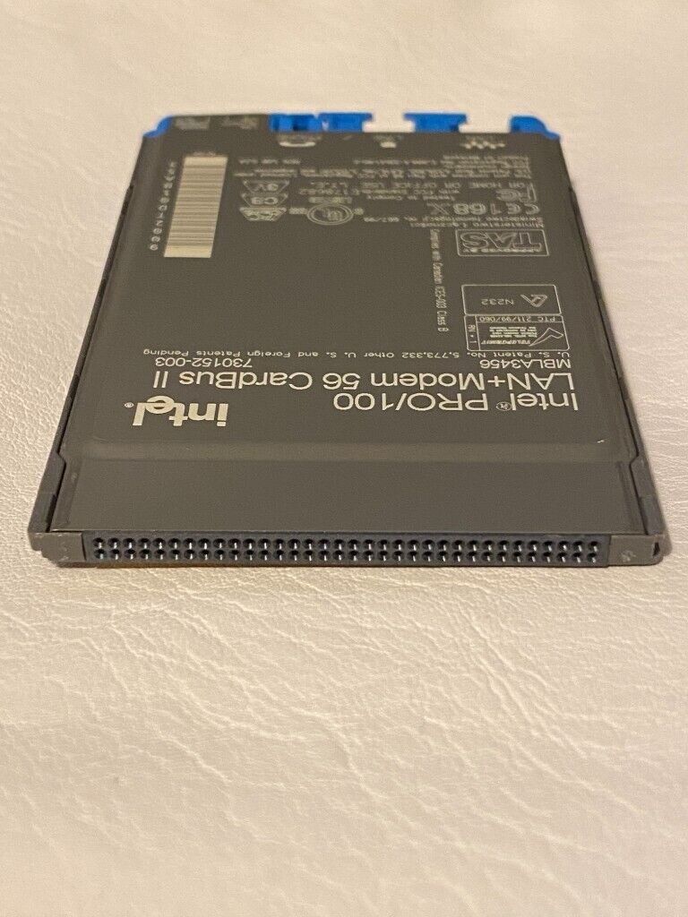 Intel PRO/100 LAN+Modem 56 CardBus II MBLA3456, PCMCIA Mobile PC Card Adapter