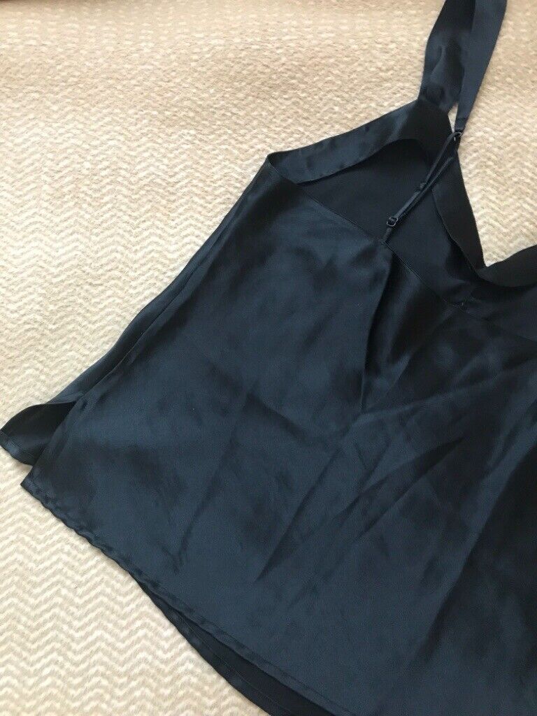 2x Black polyester satin camisoles.size 16