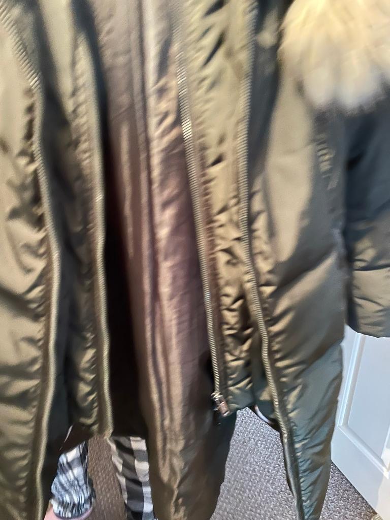 Monsoon ladies full length coat & fur lined hood size XL