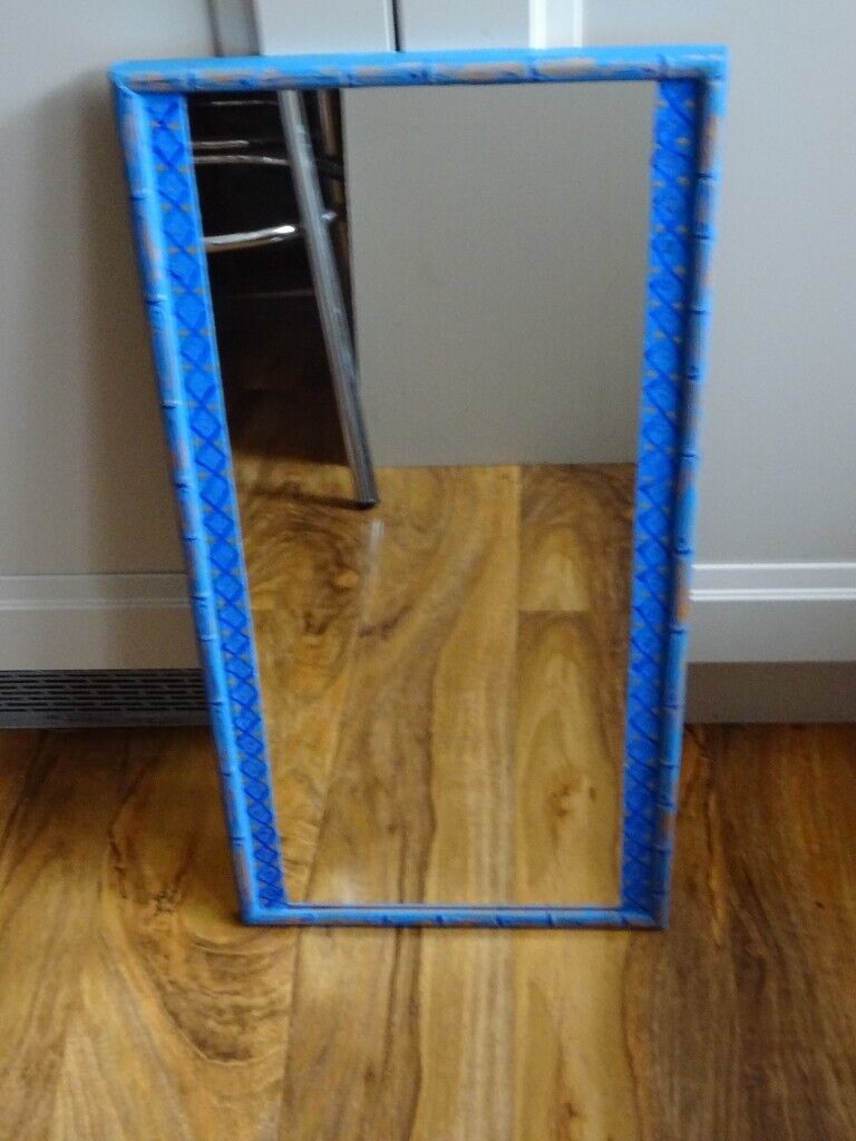 image for Blue Frame Oblong Mirror - One off Designer