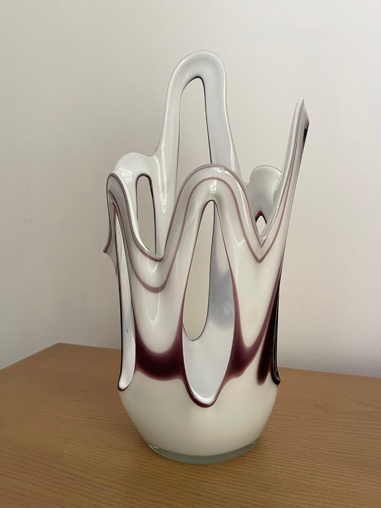 image for murano Italian Late 1970’s White, purple to brown 35x15cm