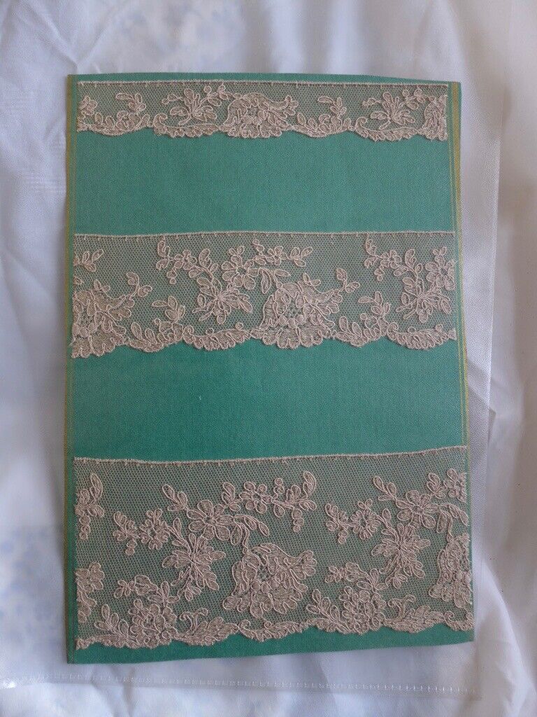 Three Collectible/Collectable Vintage and Original Lace Samplers/Haberdasher’s sample sheets/boards.